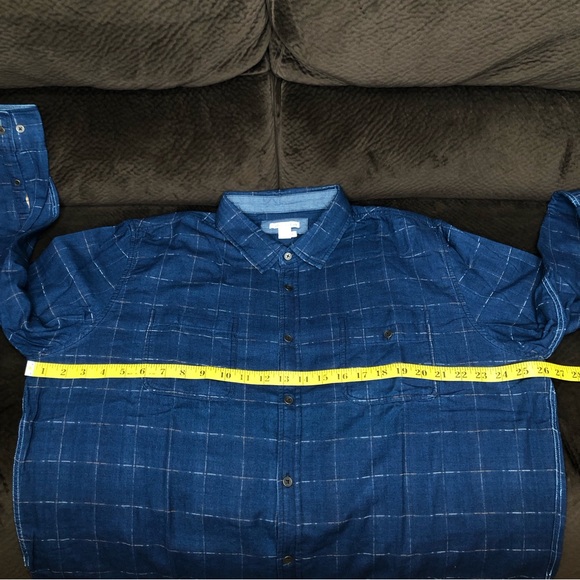 Carbon 2 Cobalt Double Cloth Shirt Men XL Blue Windowpane Button Up Plaid Lining - Picture 14 of 15